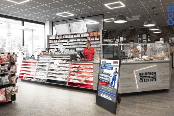 Krimphoff & Schulte Digital Signage im Tankstellenshop
