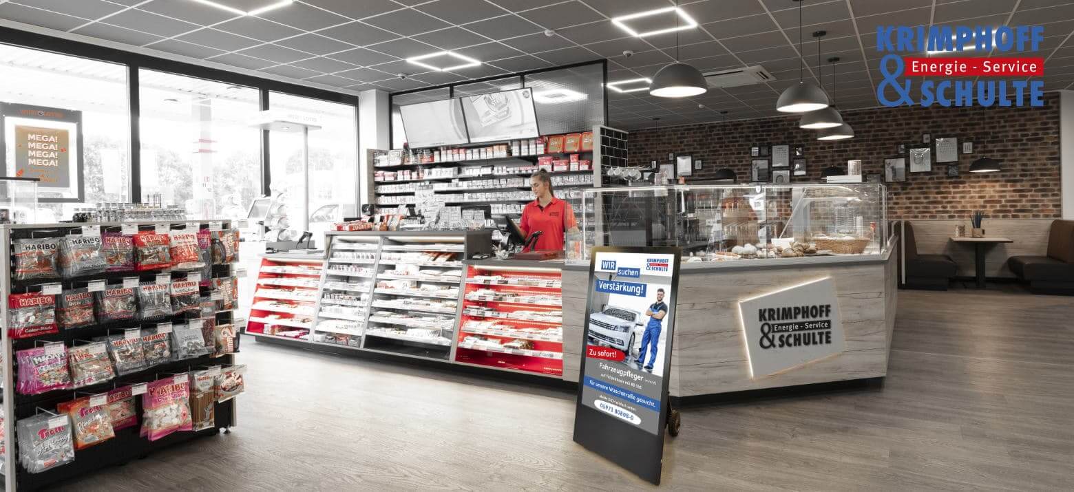 Krimphoff & Schulte Digital Signage im Tankstellenshop