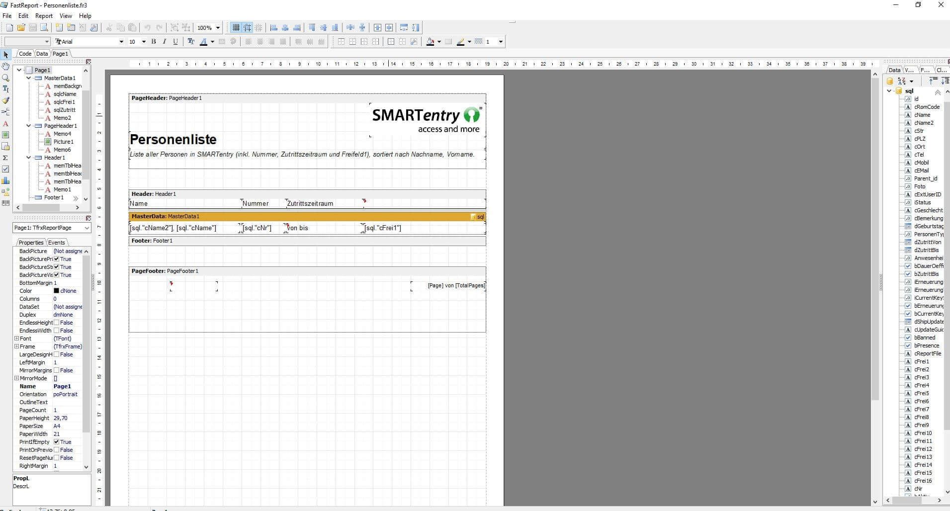 smartentry-checkin-report-designer Reportdesigner in SMARTentry Check-In