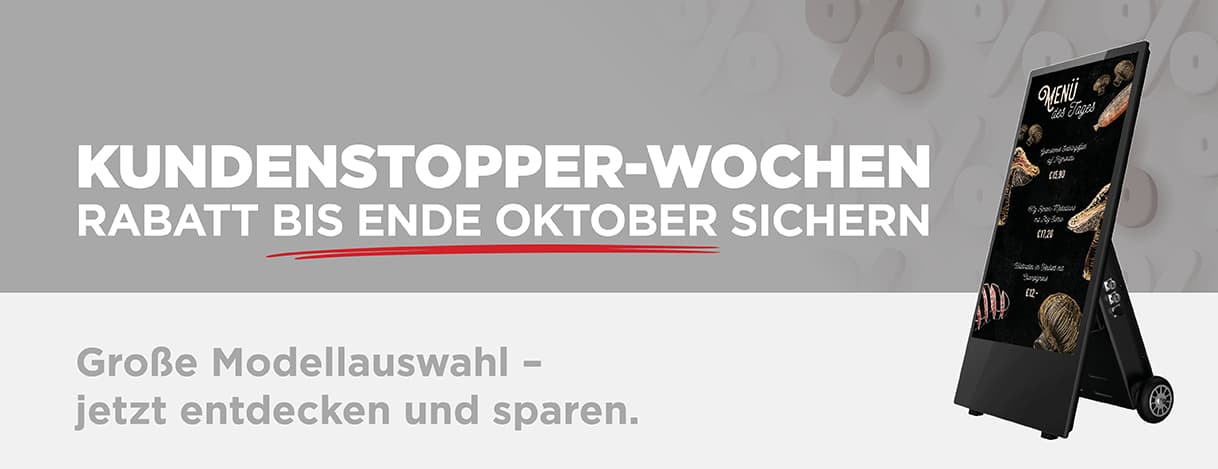 Digitale Kundenstopper Digital Signage Angebote