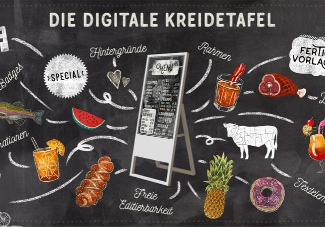 wesual aufsteller mit digitaler kreidetafel WESUAL Digitale Kreidetafel